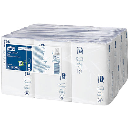 Tork H2 Xpress 1-Ply Multifold Hand Towels, Blue, Pack of 3000