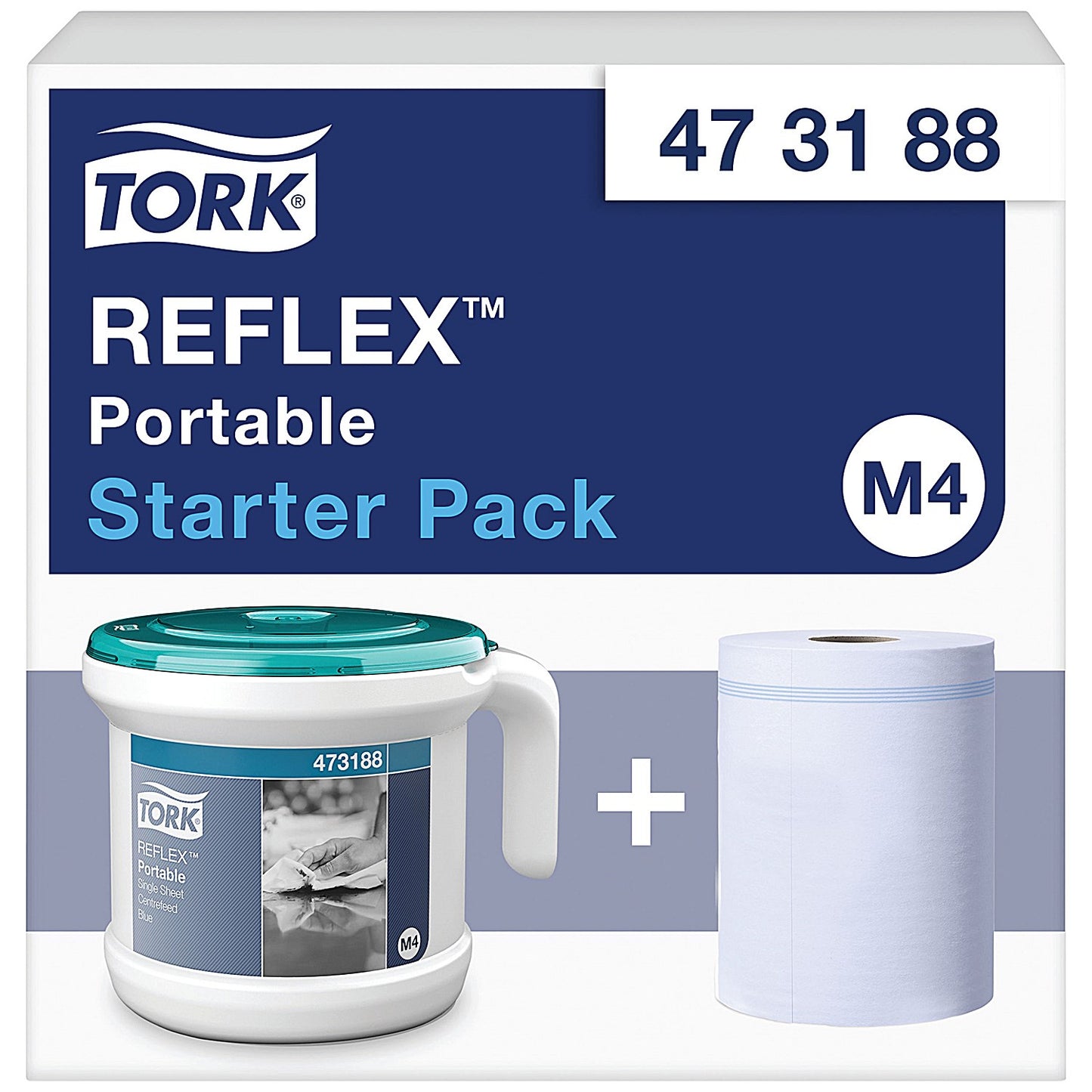 Tork M4 Reflex Portable Dispenser and Roll Starter Pack