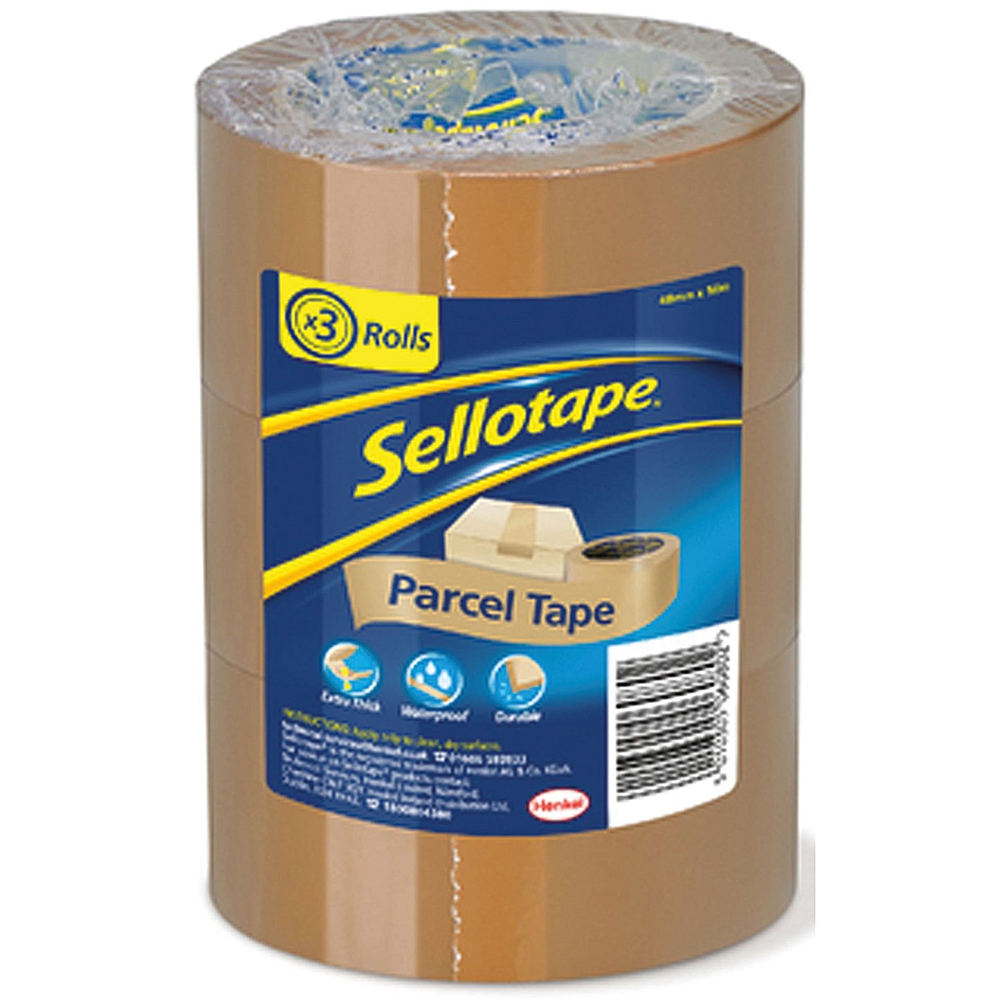 Sellotape Brown Parcel Tape, 48mmx50m, Brown, Pack of 3