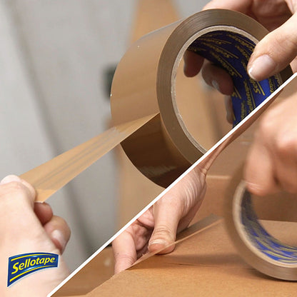 Sellotape Brown Parcel Tape, 48mmx50m, Brown, Pack of 3