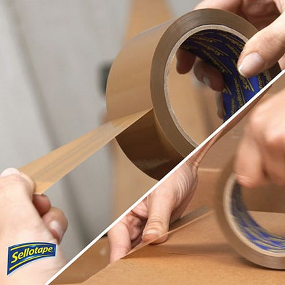 Sellotape Superseal Case Sealing Tape, Polypropylene, 50mmx66m, Buff, Pack of 6