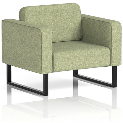 Brixworth Armchair, With Black Legs, In Rivet Fabric, Burnish