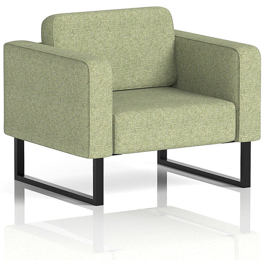 Brixworth Armchair, With Black Legs, In Rivet Fabric, Burnish