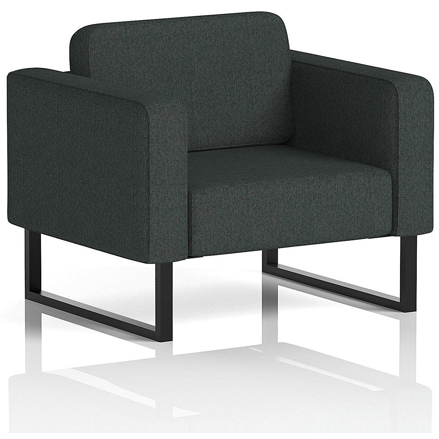 Brixworth Armchair, With Black Legs, In Rivet Fabric, Charcoal