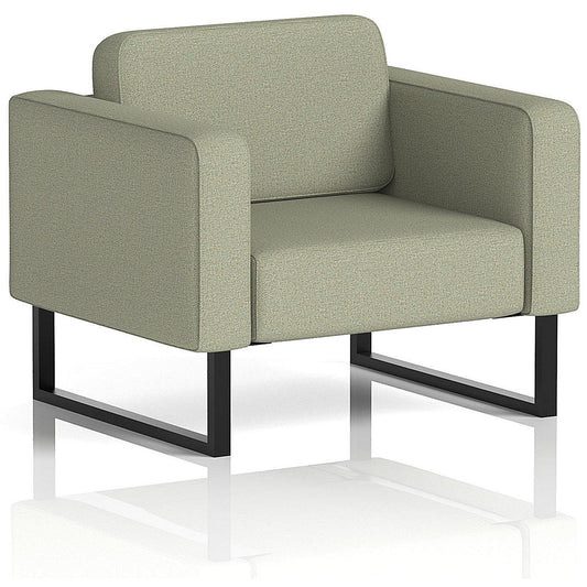 Brixworth Armchair, With Black Legs, In Main Line Flax Fabric, Newbury