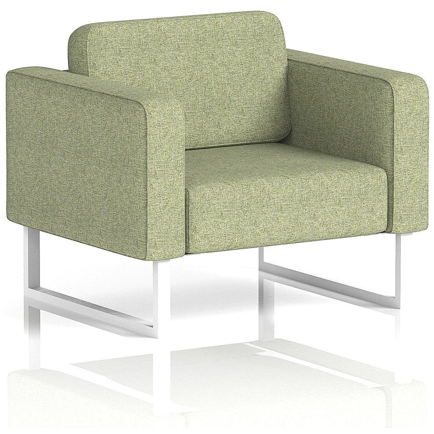 Brixworth Armchair, With White Legs, In Rivet Fabric, Burnish