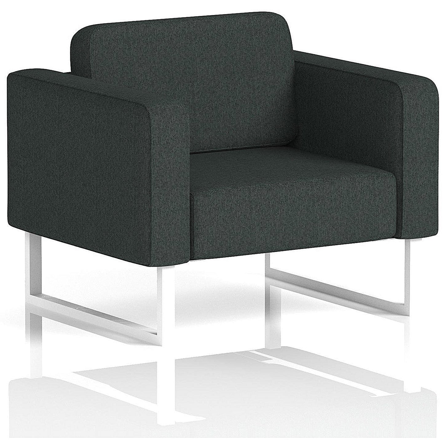Brixworth Armchair, With White Legs, In Rivet Fabric, Charcoal