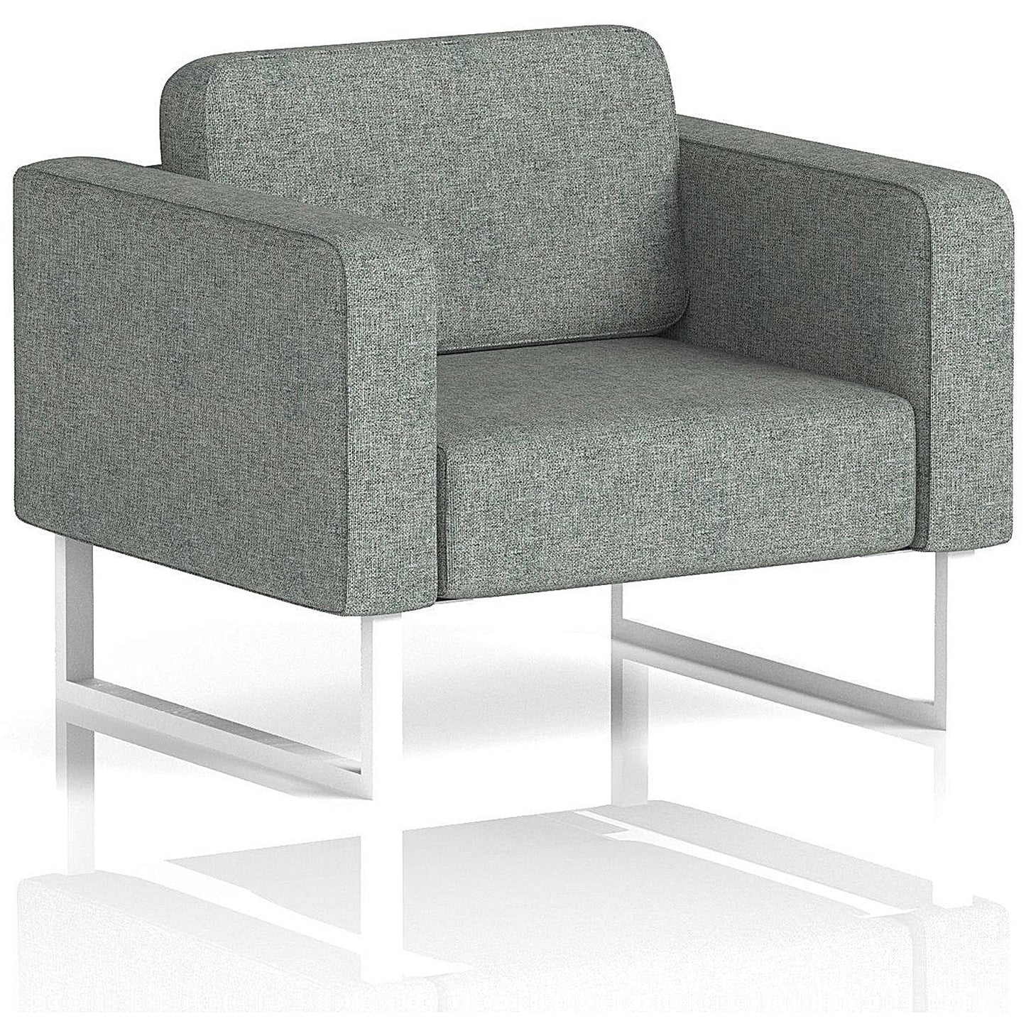 Brixworth Armchair, With White Legs, In Rivet Fabric, Prime