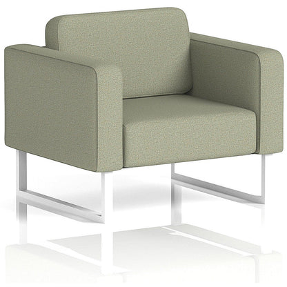 Brixworth Armchair, With White Legs, In Main Line Flax Fabric, Newbury