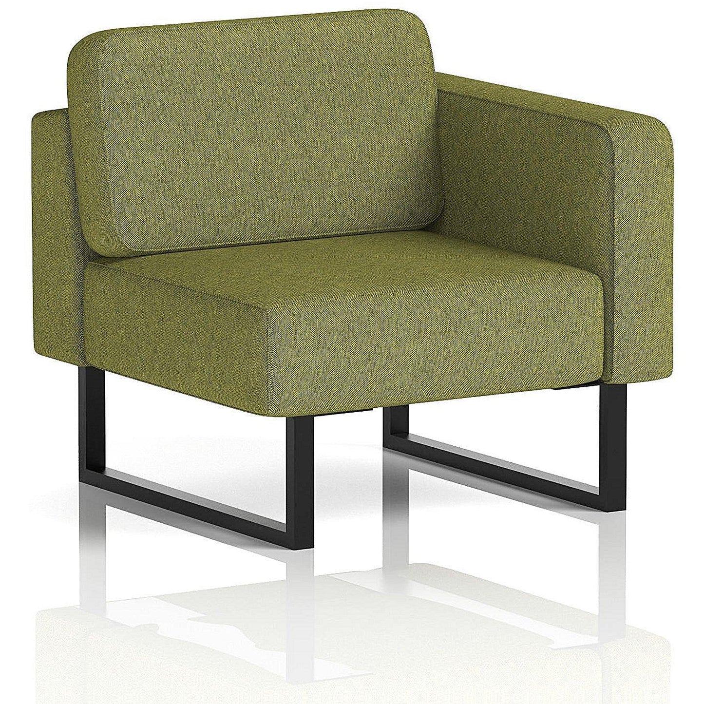 Brixworth Modular Seating Left Unit, With Black Legs, In Rivet Fabric, Olive