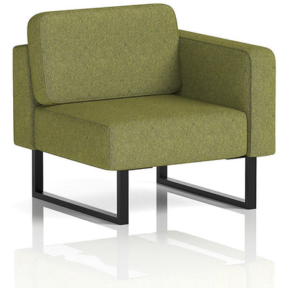 Brixworth Modular Seating Left Unit, With Black Legs, In Rivet Fabric, Olive