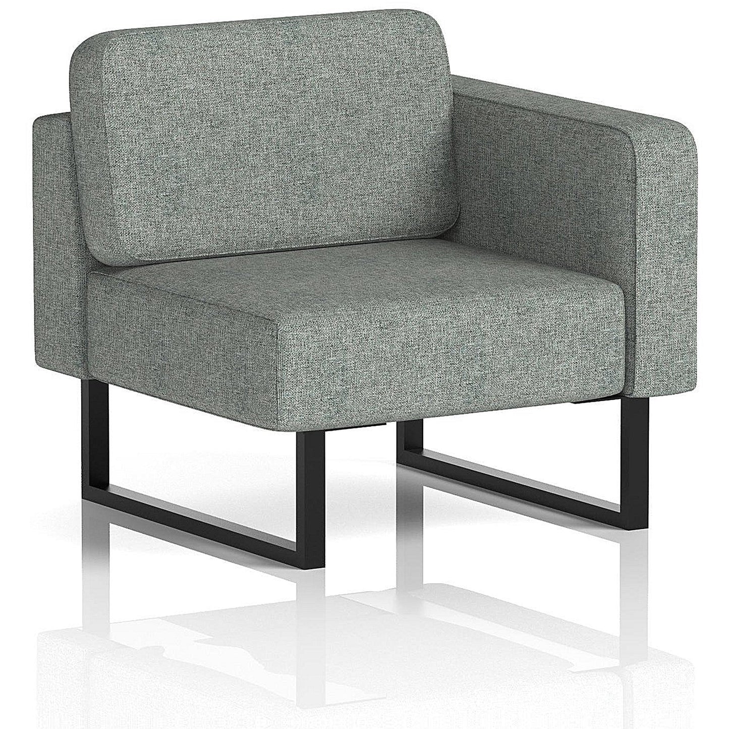 Brixworth Modular Seating Left Unit, With Black Legs, In Rivet Fabric, Prime