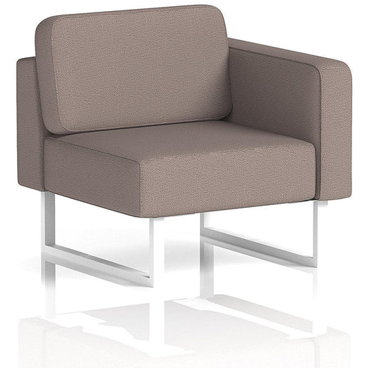 Brixworth Modular Seating Left Unit, With White Legs, In Yoredale Fabric, Settle