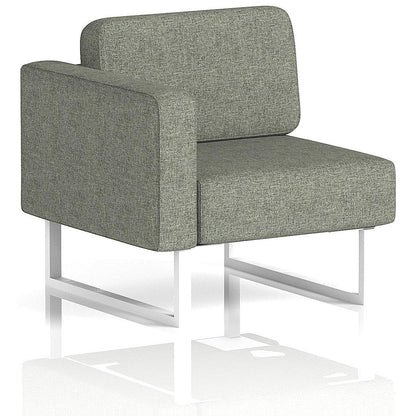 Brixworth Modular Seating Right Unit, With White Legs, In Rivet Fabric, Vitreous
