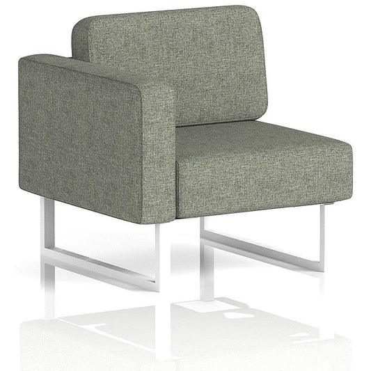 Brixworth Modular Seating Right Unit, With White Legs, In Rivet Fabric, Vitreous
