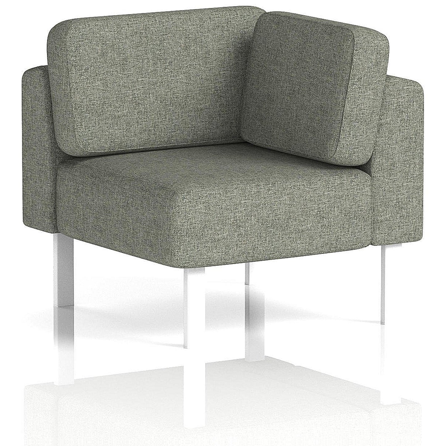 Brixworth Modular Seating Corner Unit, With White Legs, In Rivet Fabric, Vitreous