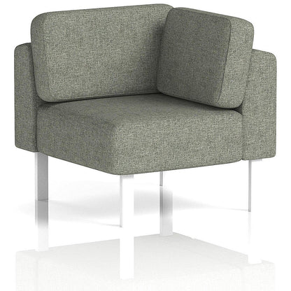 Brixworth Modular Seating Corner Unit, With White Legs, In Rivet Fabric, Vitreous