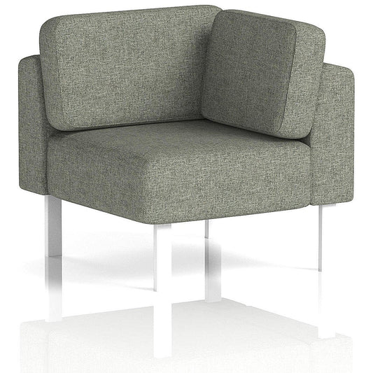 Brixworth Modular Seating Corner Unit, With White Legs, In Rivet Fabric, Vitreous