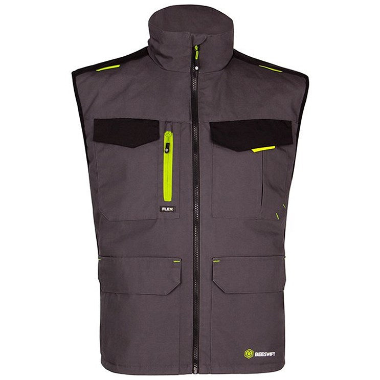 Flex Workwear Two-Tone Gilet, Grey & Black, XS