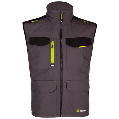 Flex Workwear Two-Tone Gilet, Grey & Black, 2XL