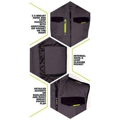 Flex Workwear Two-Tone Gilet, Grey & Black, 2XL