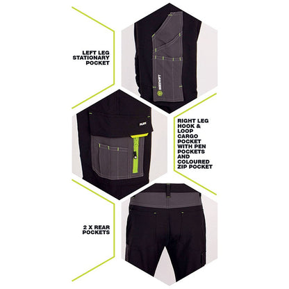 Flex Workwear Two-Tone Trousers, Black & Grey, 40T