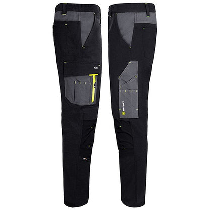 Beeswift Nylon Spandex Stretch Fabric Two-Tone Trousers, Black & Grey 52R