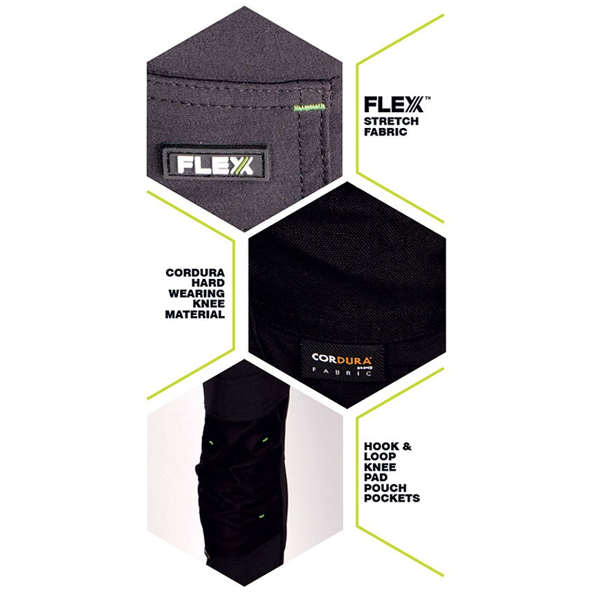 Beeswift Nylon Spandex Stretch Fabric Two-Tone Trousers,Grey & Black 52R