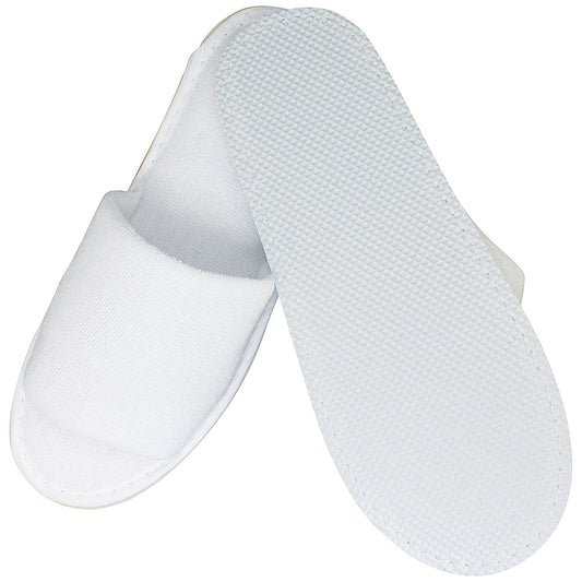Economy White Terry Slipper in Paper Bands, Open Toe, 30cm, EVA Sole, Pack of 200 Easy2Order : SGL62157