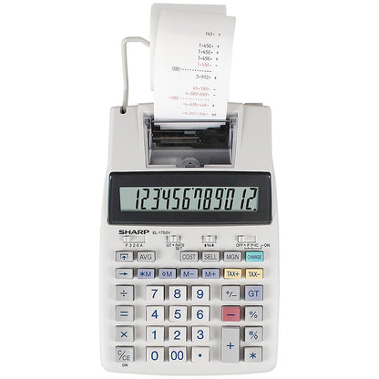Sharp EL1750V Desktop Printing Calculator, 12 Digit, 2 Colour Printing, Grey