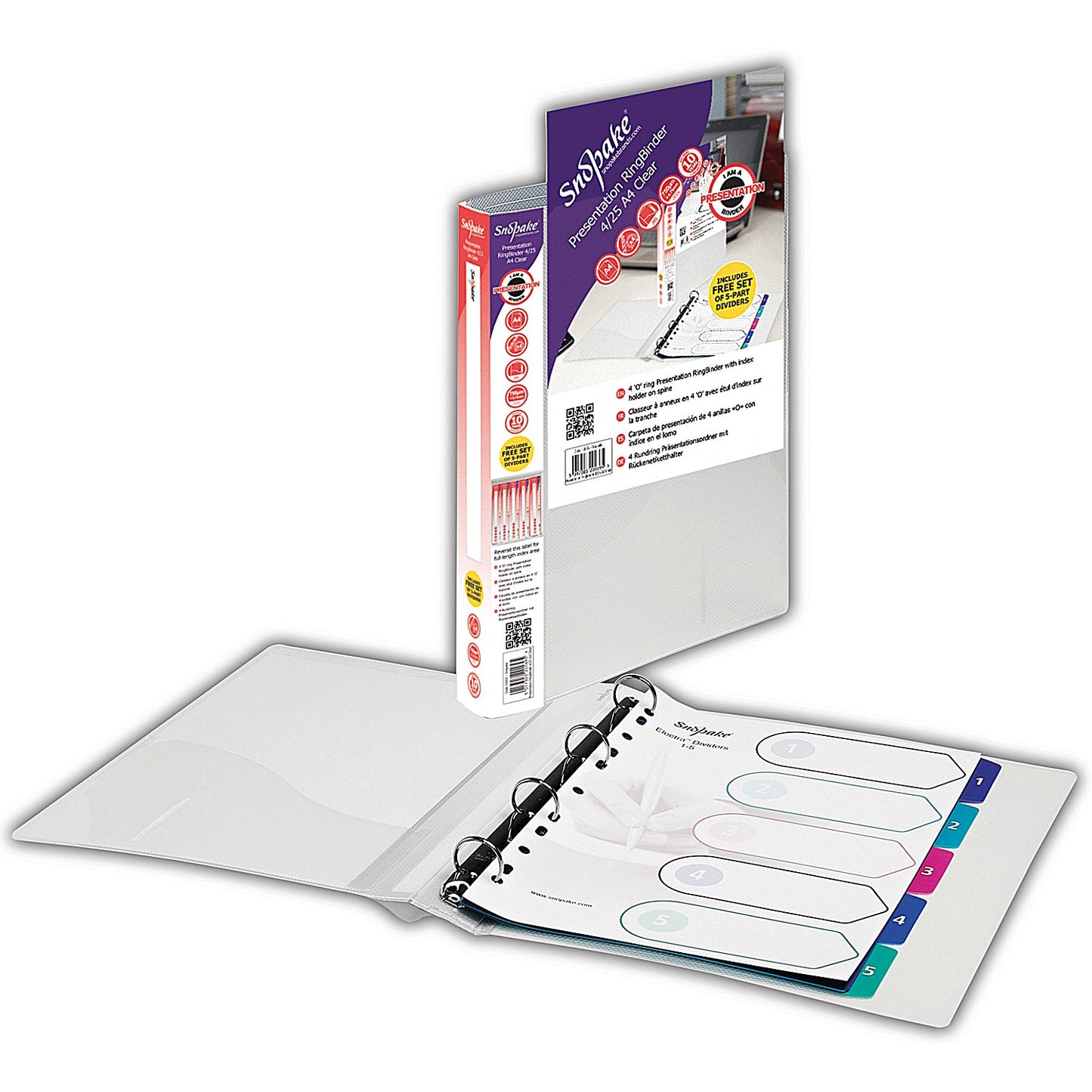 Snopake Presentation 4 A4 Ring Binder 25mm Clear