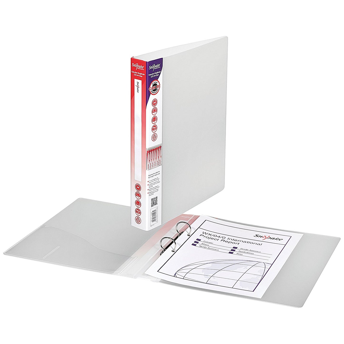 Snopake Executive Ring Binder, A4, 2 O-Ring, 25mm Capacity, Clear