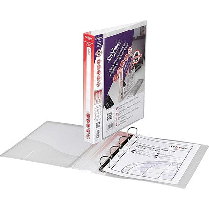 Snopake Executive Presentation Ring Binder, A4, 4 D-Ring, 25mm Capacity, Clear