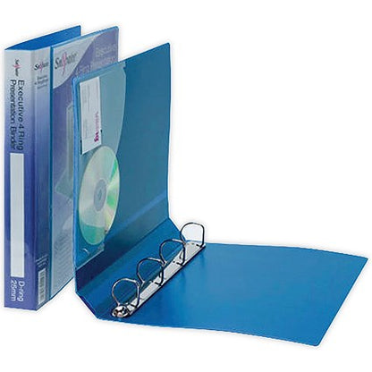 Snopake Executive Presentation Ring Binder, A4, 4 D-Ring, 25mm Capacity, Blue