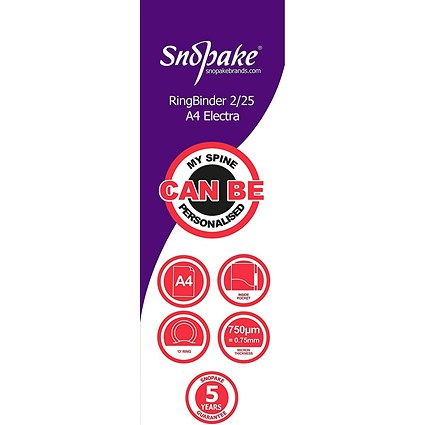 Snopake Ring Binder, A4, 2 O-Ring, 25mm Capacity, Assorted, Pack of 10