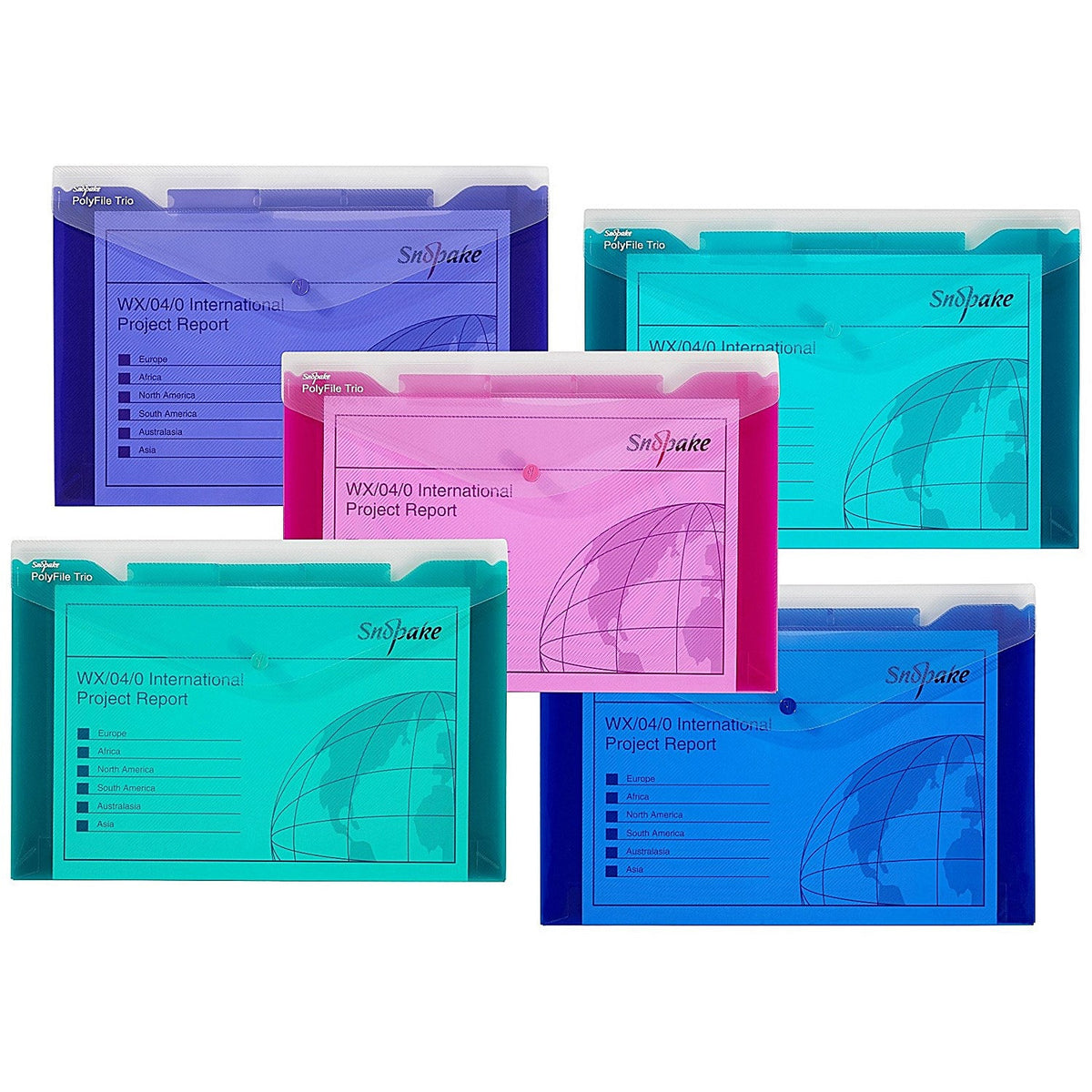 Snopake A4 Polyfile Trio Popper Wallets, Assorted, Pack of 5 ...