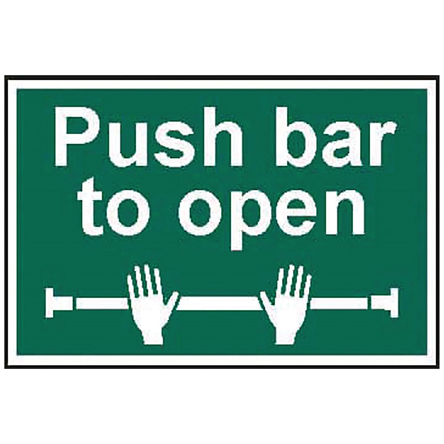 Spectrum Push Bar To Open PVC Safety Sign, 300x200mm, White on Green