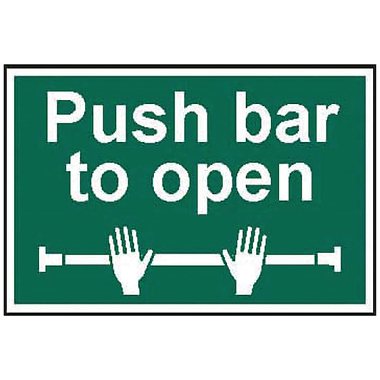 Spectrum Push Bar To Open PVC Safety Sign, 300x200mm, White on Green
