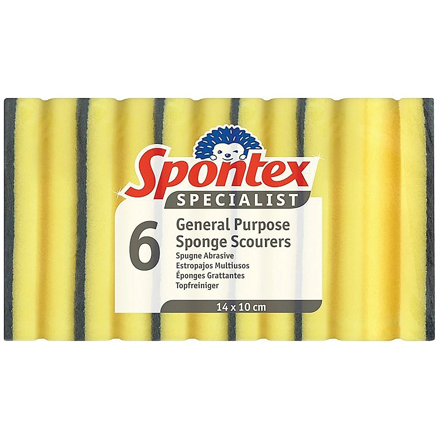 Spontex Specialist General Purpose Sponge Scourers, 140 x 100mm, Pack of 6