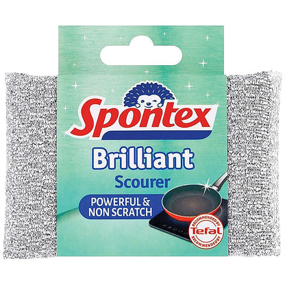 Spontex Brilliant Non-scratch Scourer Pad, 130x85mm, Silver