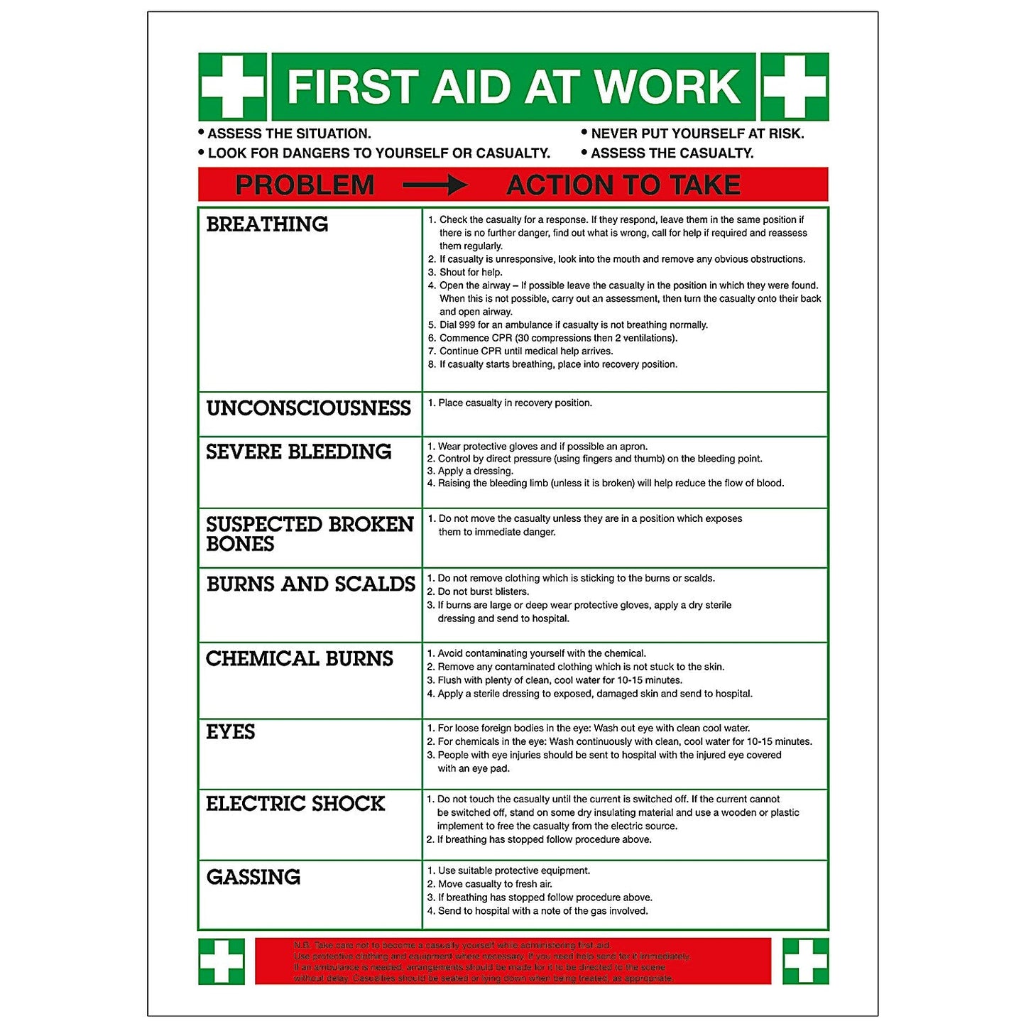 Safety Sign First Aid At Work Poster, 420 x 590mm Easy2Order : SR11121