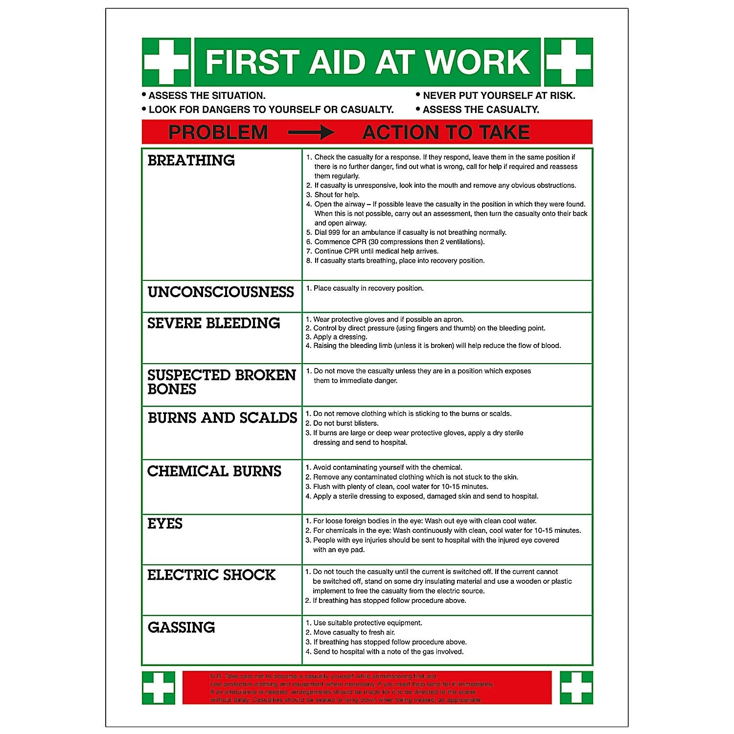 Safety Sign First Aid At Work Poster, 420 x 590mm Easy2Order : SR11121