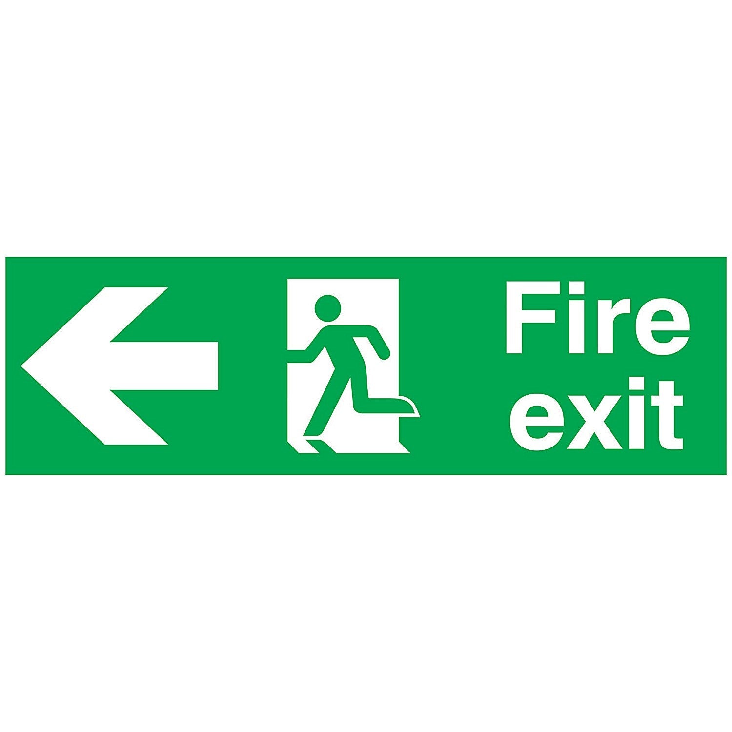 Safety Sign Fire Exit Running Man Arrow Left, 150x450mm, PVC Easy2Order : SR11133