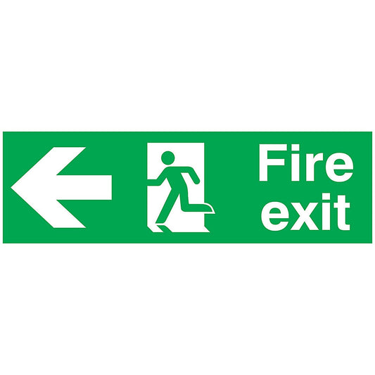 Safety Sign Fire Exit Running Man Arrow Left, 150x450mm, PVC Easy2Order : SR11133