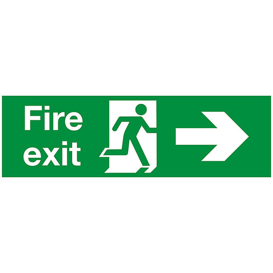 Safety Sign Fire Exit Running Man Arrow Right, 150x450mm, PVC Easy2Order : SR11134