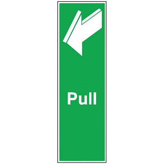 Pull Self-Adhesive Safety Sign, 150x50mm, White on Green