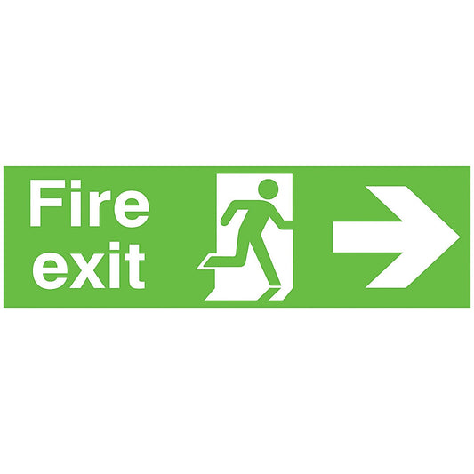 Safety Sign Niteglo Fire Exit Running Man Arrow Right, 150x450mm, PVC Easy2Order : SR11150
