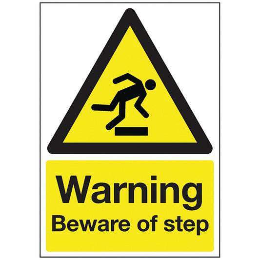 Safety Sign Warning Beware of Step, A5, PVC