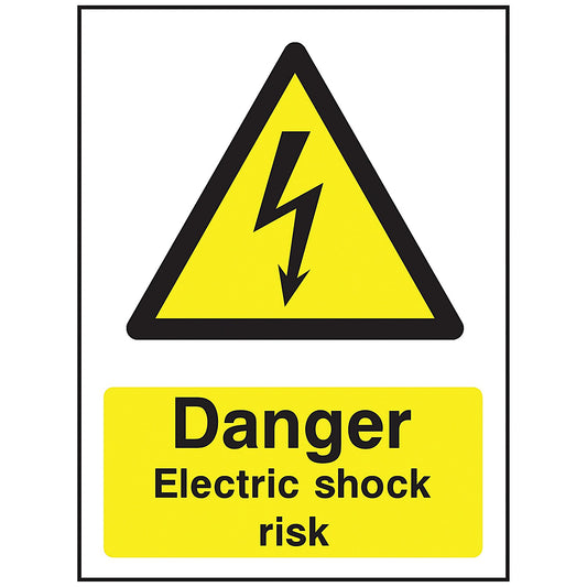 Safety Sign Danger Electric Shock Risk, A5, PVC