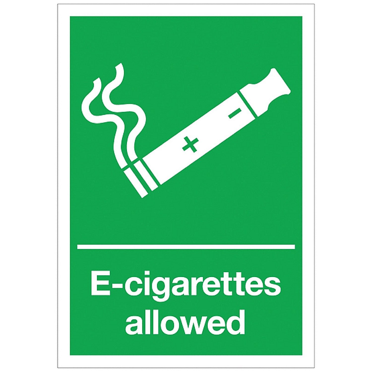 Signs and Labels E-Cigarettes Allowed Sign, 297x210mm, Rigid Plastic Easy2Order : SR21266